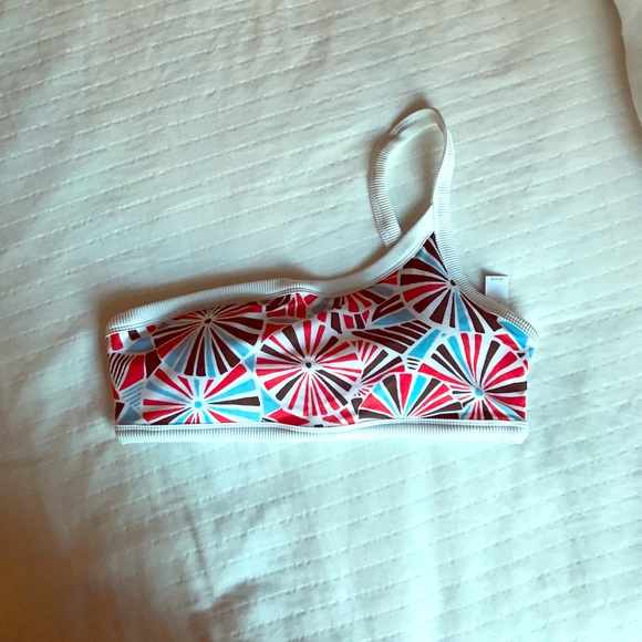 aerie pop one shoulder bandeau bikini top